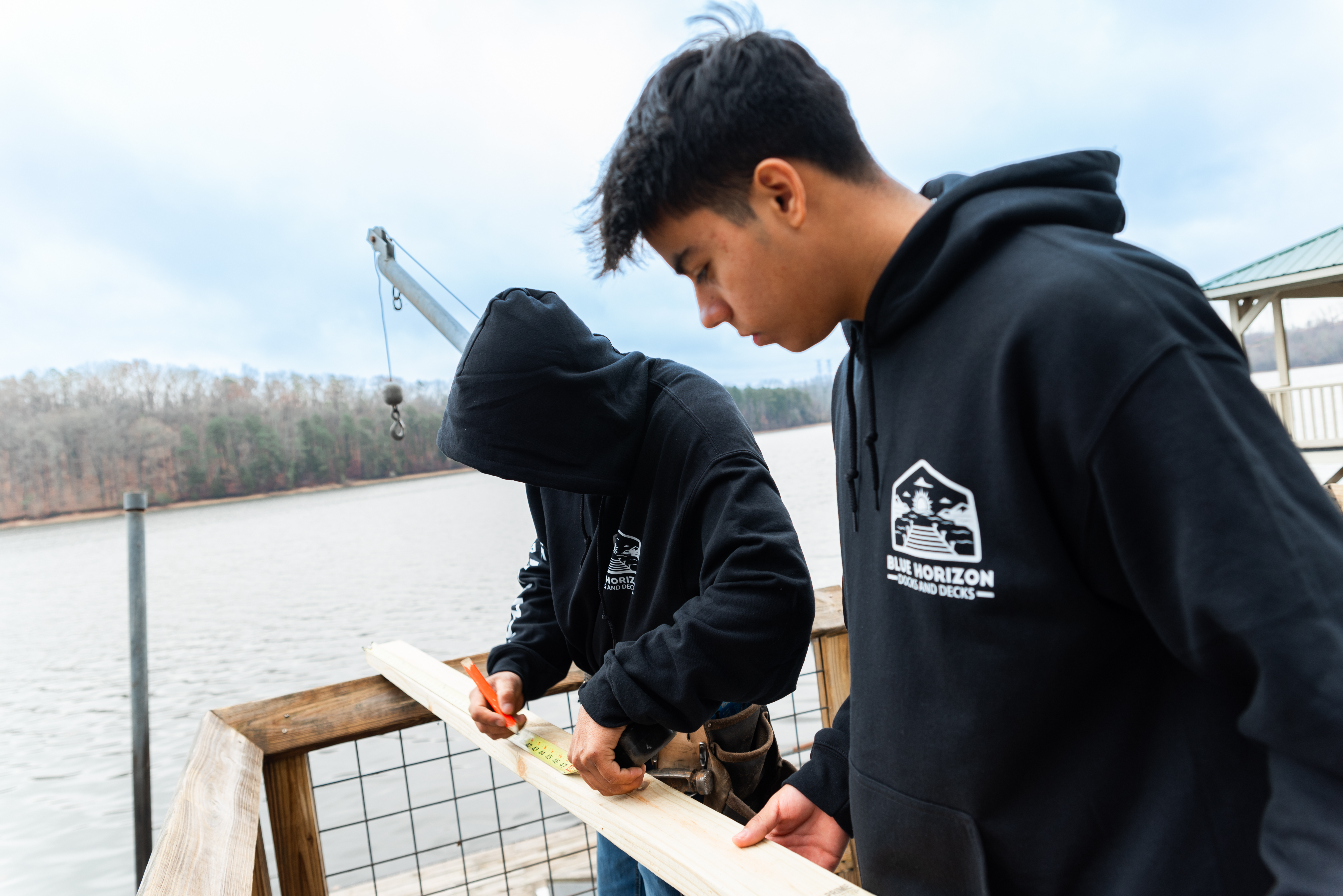 Blue Horizon crew installing a custom dock on a Tennessee lake