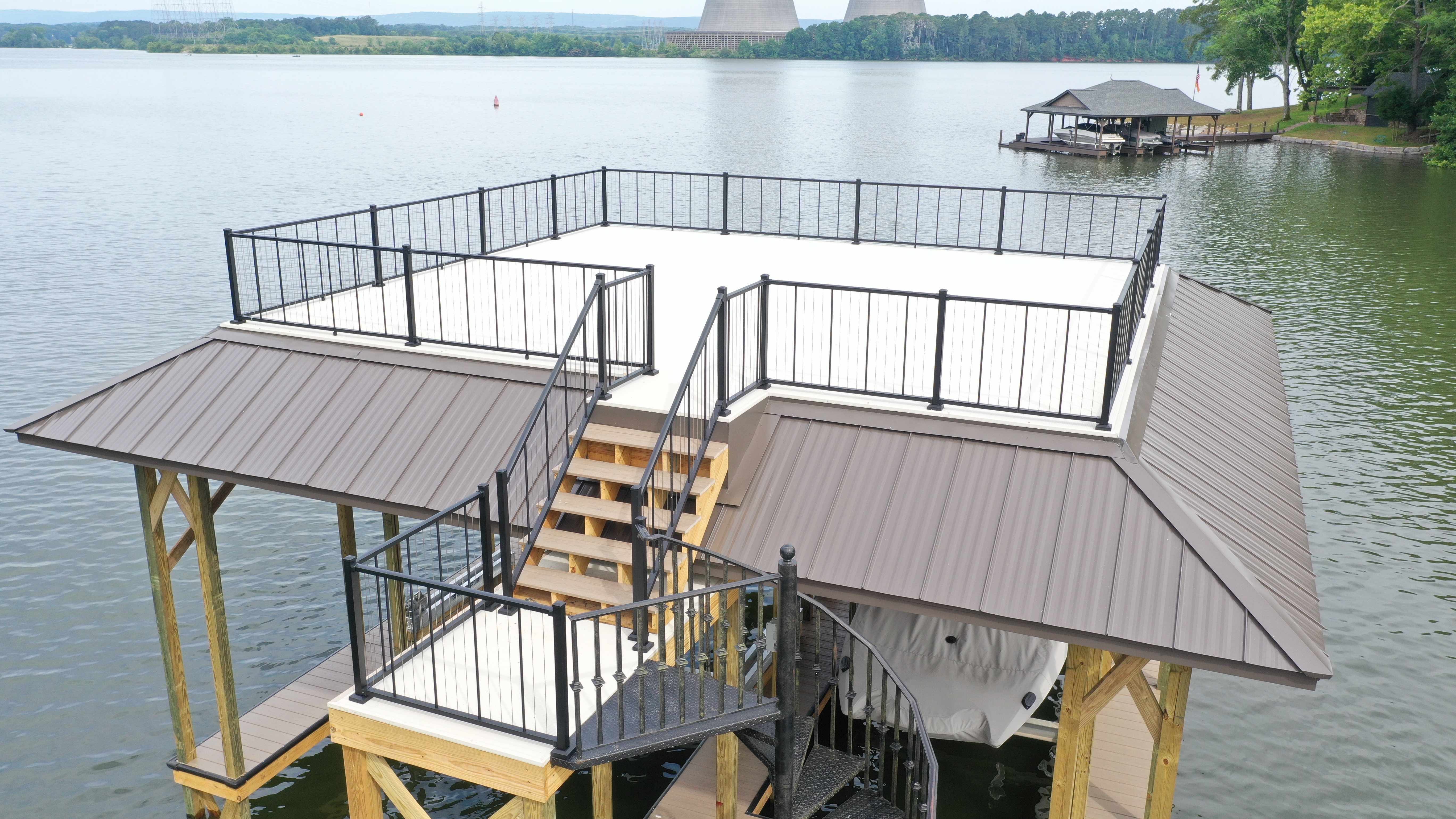 ADA-friendly commercial floating dock with gangway on a Tennessee reservoir