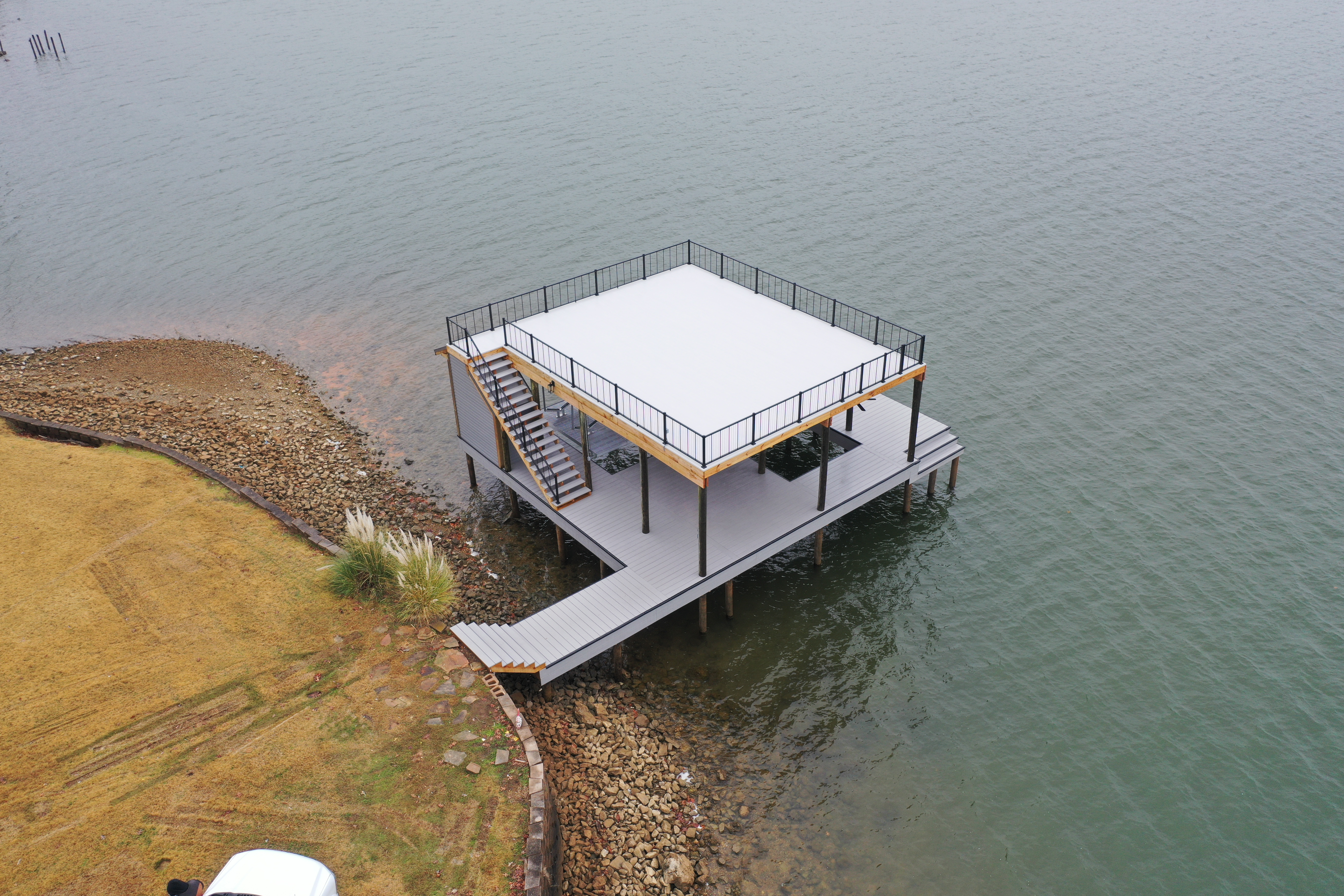 Lakefront fixed dock build on Douglas